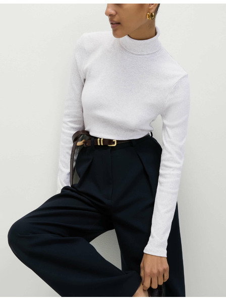 Marks & Spencer Bordázott felső magas nyakkal és magas pamuttartalommal, Marks & Spencer törtfehér