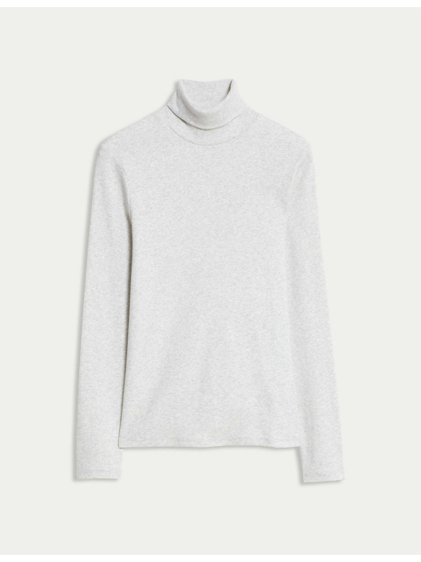 Marks & Spencer Bordázott felső magas nyakkal és magas pamuttartalommal, Marks & Spencer törtfehér