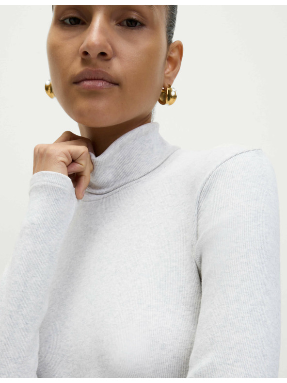 Marks & Spencer Bordázott felső magas nyakkal és magas pamuttartalommal, Marks & Spencer törtfehér