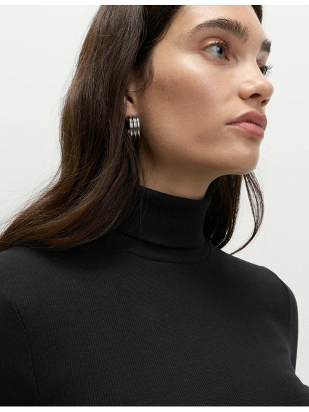 Marks & Spencer Bordázott felső magas nyakkal és magas pamuttartalommal, Marks & Spencer fekete