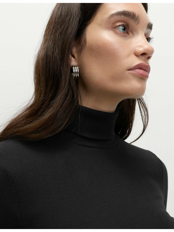 Marks & Spencer Bordázott felső magas nyakkal és magas pamuttartalommal, Marks & Spencer fekete