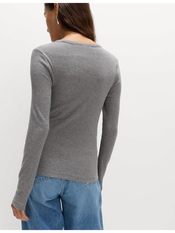 Marks & Spencer V-nyakú, bordázott felső magas pamuttartalommal, Marks & Spencer szürke