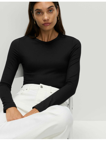 Marks & Spencer Szűk szabású hosszú ujjú felső, Marks & Spencer fekete
