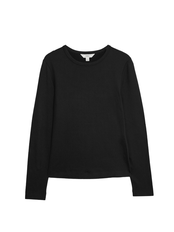 Marks & Spencer Szűk szabású hosszú ujjú felső, Marks & Spencer fekete