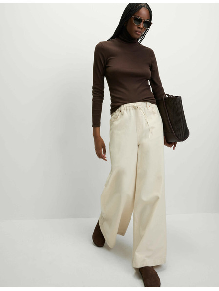 Marks & Spencer Bordázott felső magas nyakkal és magas pamuttartalommal, Marks & Spencer barna