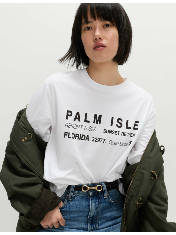 Marks & Spencer Feliratos, extra méretű póló 100% pamutból Marks & Spencer barna