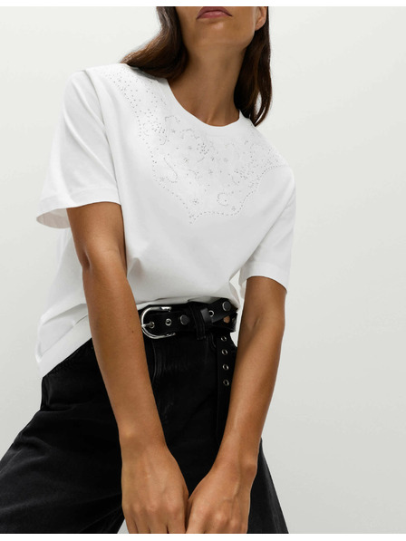 Marks & Spencer Díszített Lucky póló 100% pamutból Marks & Spencer fehér