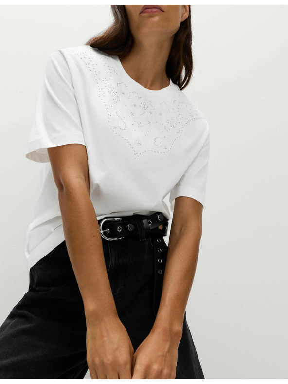 Marks & Spencer Díszített Lucky póló 100% pamutból Marks & Spencer fehér