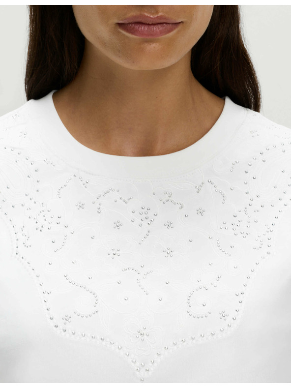 Marks & Spencer Díszített Lucky póló 100% pamutból Marks & Spencer fehér