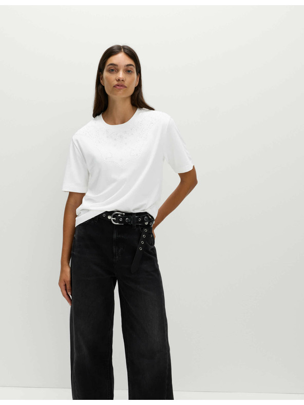 Marks & Spencer Díszített Lucky póló 100% pamutból Marks & Spencer fehér