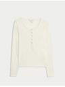 Marks & Spencer Festett, kihajtós felső magas pamuttartalommal Marks & Spencer krémszínű