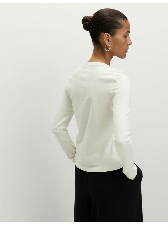 Marks & Spencer Festett, kihajtós felső magas pamuttartalommal Marks & Spencer krémszínű