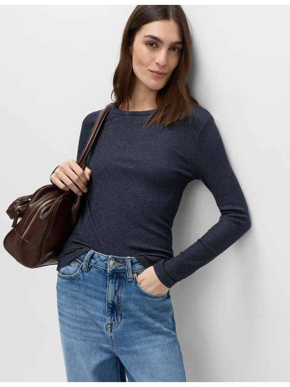 Marks & Spencer Csillogó bordázott felső magas pamuttartalommal Marks & Spencer sötétkék