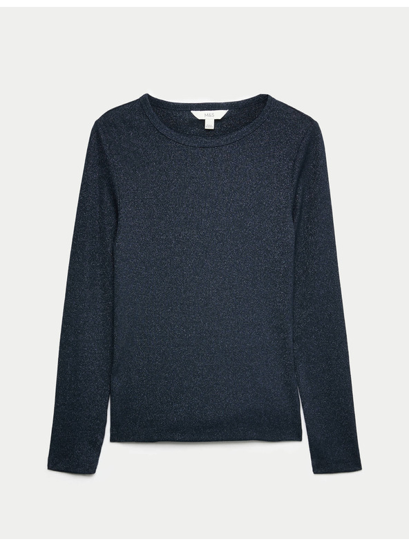 Marks & Spencer Csillogó bordázott felső magas pamuttartalommal Marks & Spencer sötétkék