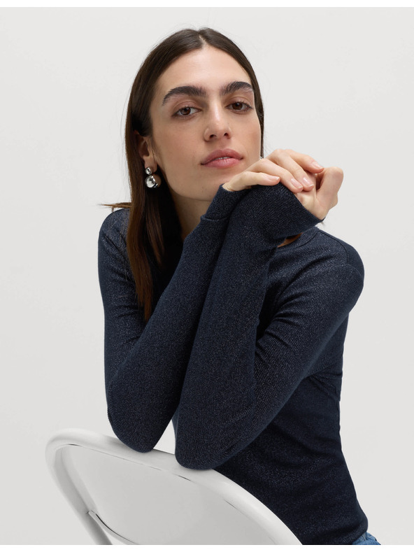 Marks & Spencer Csillogó bordázott felső magas pamuttartalommal Marks & Spencer sötétkék