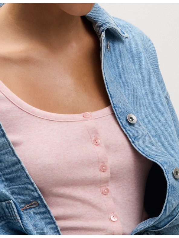 Marks & Spencer Ovális nyakkivágású, kihajtós felső magas pamuttartalommal Marks & Spencer rózsaszín