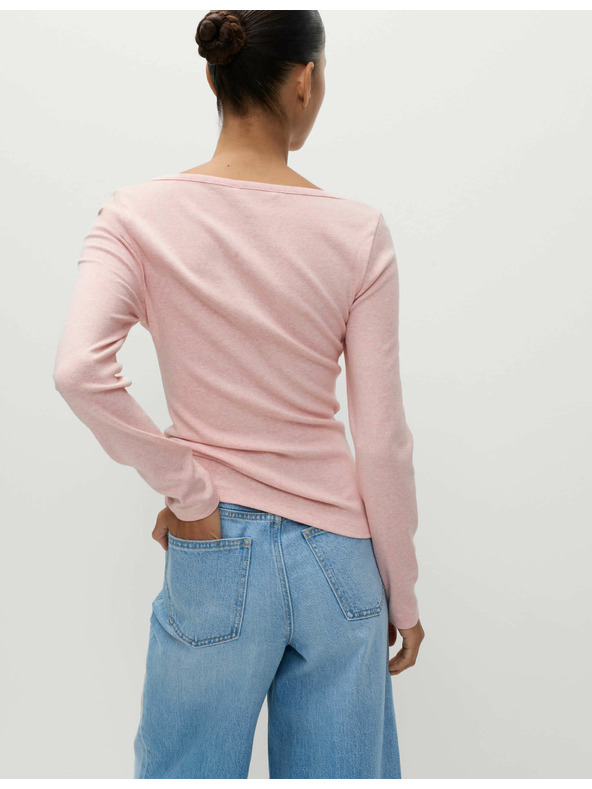Marks & Spencer Ovális nyakkivágású, kihajtós felső magas pamuttartalommal Marks & Spencer rózsaszín