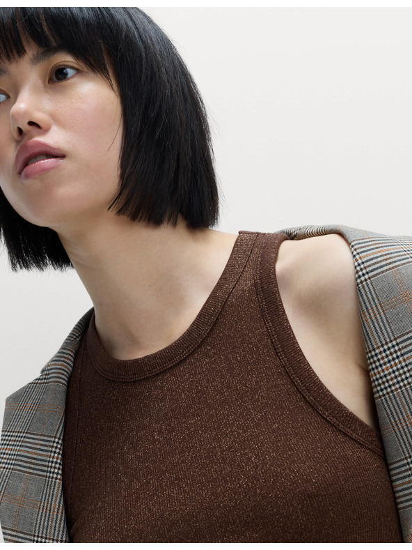 Marks & Spencer Csillogó ujjatlan felső magas pamuttartalommal Marks & Spencer barna