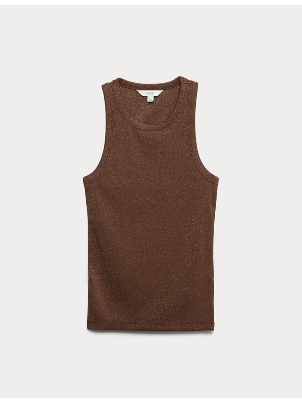 Marks & Spencer Csillogó ujjatlan felső magas pamuttartalommal Marks & Spencer barna