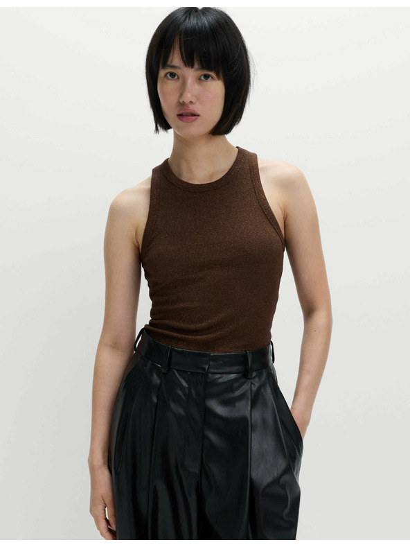 Marks & Spencer Csillogó ujjatlan felső magas pamuttartalommal Marks & Spencer barna