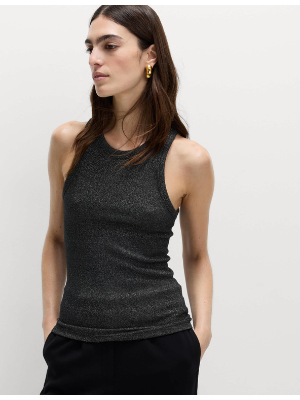 Marks & Spencer Csillogó ujjatlan felső magas pamuttartalommal Marks & Spencer fekete