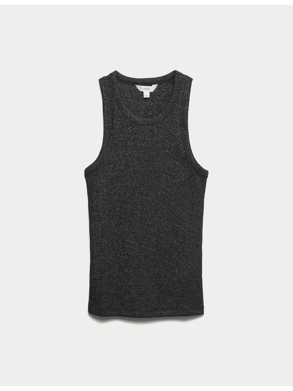 Marks & Spencer Csillogó ujjatlan felső magas pamuttartalommal Marks & Spencer fekete