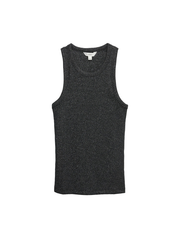 Marks & Spencer Csillogó ujjatlan felső magas pamuttartalommal Marks & Spencer fekete