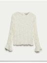 Marks & Spencer Csipkés texturált blúz kerek nyakkivágással Marks & Spencer törtfehér