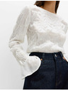 Marks & Spencer Csipkés texturált blúz kerek nyakkivágással Marks & Spencer törtfehér