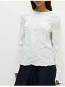 Marks & Spencer Csipkés texturált blúz kerek nyakkivágással Marks & Spencer törtfehér