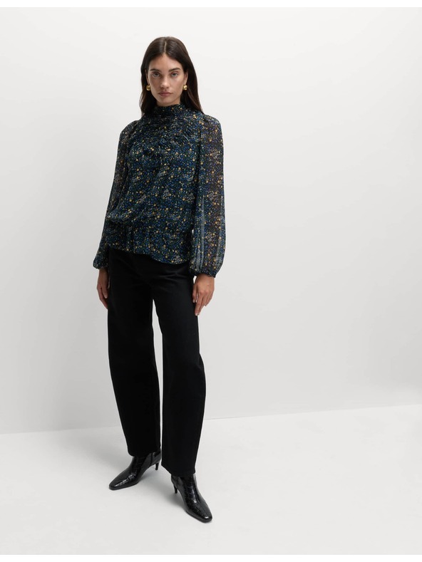 Marks & Spencer Virágmintás hosszú ujjú blúz Marks & Spencer fekete