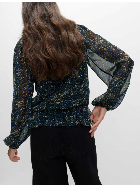 Marks & Spencer Virágmintás hosszú ujjú blúz Marks & Spencer fekete