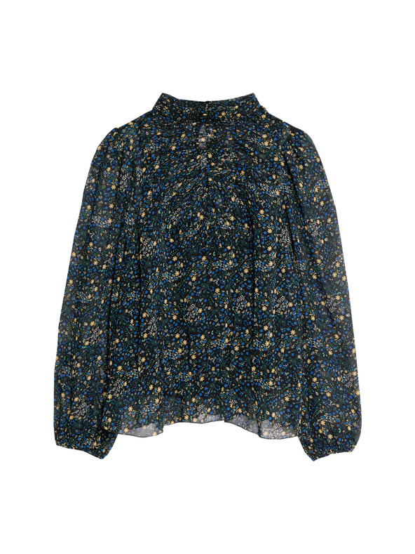 Marks & Spencer Virágmintás hosszú ujjú blúz Marks & Spencer fekete