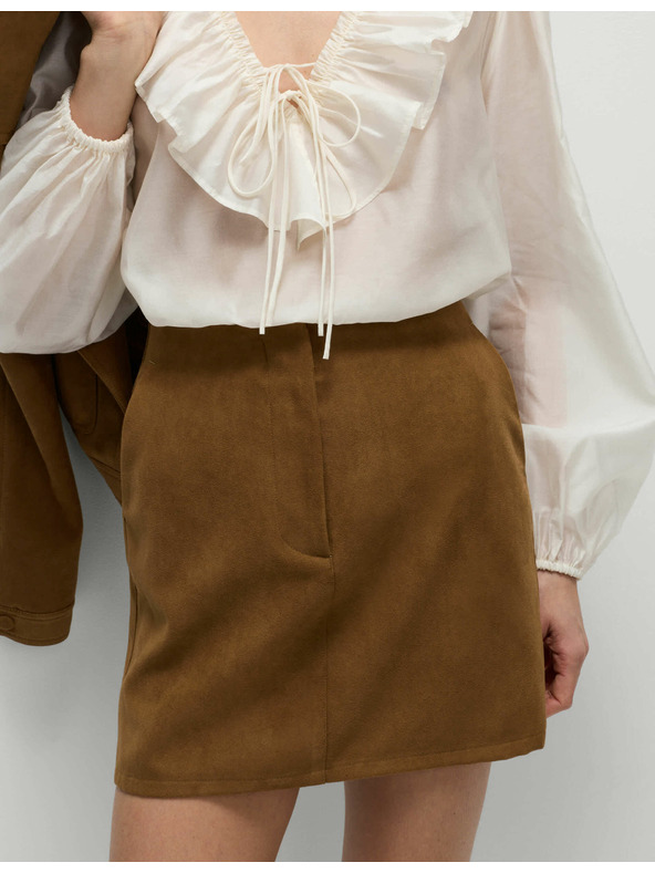 Marks & Spencer A-vonalú mini szoknya velúros megjelenéssel Marks & Spencer barna