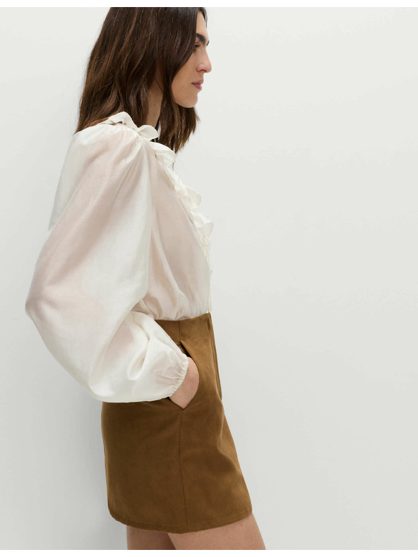 Marks & Spencer A-vonalú mini szoknya velúros megjelenéssel Marks & Spencer barna