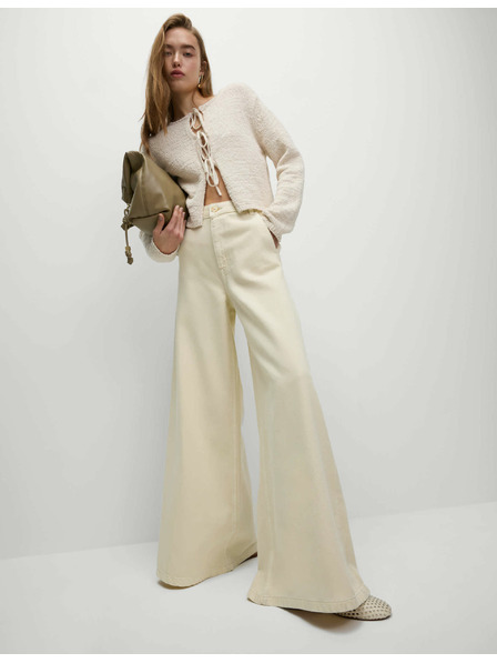 Marks & Spencer Marks & Spencer Palazzo nadrág magas pamuttartalommal, törtfehér