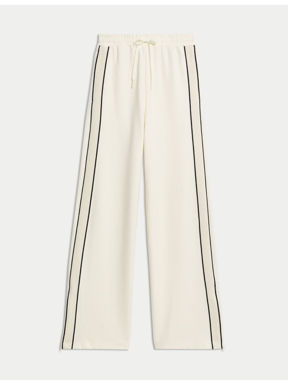 Marks & Spencer Marks & Spencer jersey nadrág oldalsó csíkkal és széles szárral, törtfehér