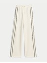 Marks & Spencer Marks & Spencer jersey nadrág oldalsó csíkkal és széles szárral, törtfehér