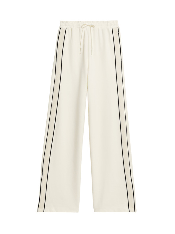 Marks & Spencer Marks & Spencer jersey nadrág oldalsó csíkkal és széles szárral, törtfehér