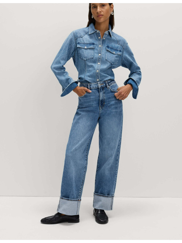 Marks & Spencer Marks & Spencer farmer széles felhajtott szárral és közepes derékkal, sötétkék