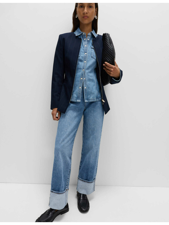 Marks & Spencer Marks & Spencer farmer széles felhajtott szárral és közepes derékkal, sötétkék