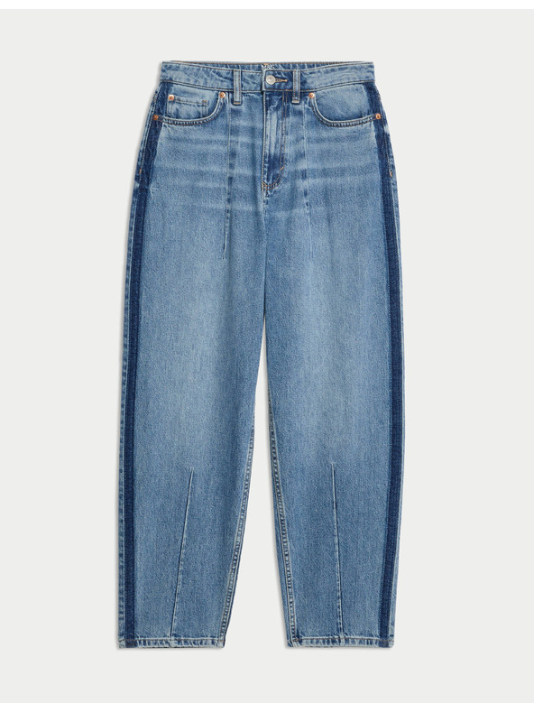 Marks & Spencer Marks & Spencer egyenes szárú farmer közepes derékkal és díszítő részlettel, sötétkék