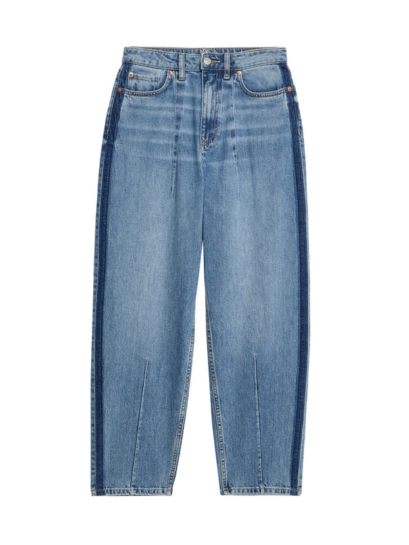 Marks & Spencer Marks & Spencer egyenes szárú farmer közepes derékkal és díszítő részlettel, sötétkék