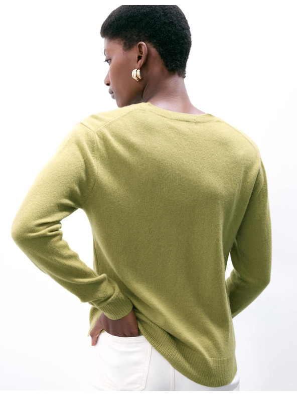 Marks & Spencer Pulóver tiszta kasmírból, textúrával és kerek nyakkal, Marks & Spencer zöld