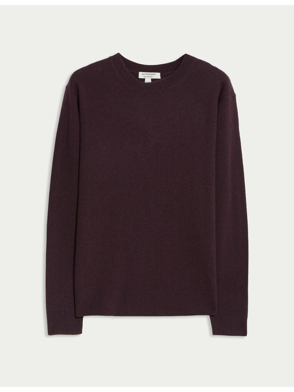 Marks & Spencer Pulóver tiszta kasmírból, textúrával és kerek nyakkal, Marks & Spencer lila