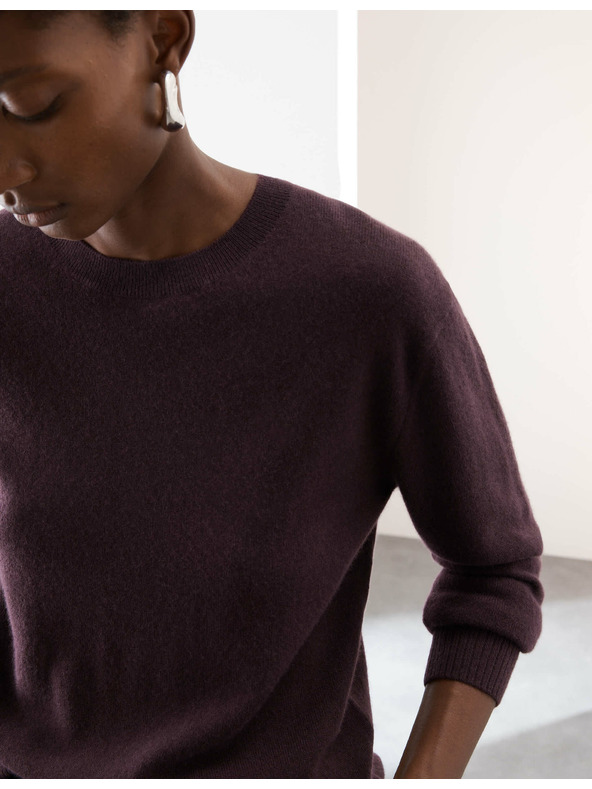 Marks & Spencer Pulóver tiszta kasmírból, textúrával és kerek nyakkal, Marks & Spencer lila