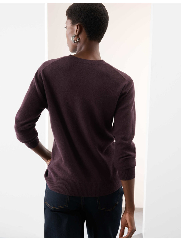Marks & Spencer Pulóver tiszta kasmírból, textúrával és kerek nyakkal, Marks & Spencer lila