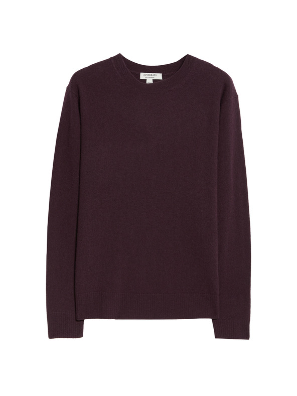 Marks & Spencer Pulóver tiszta kasmírból, textúrával és kerek nyakkal, Marks & Spencer lila