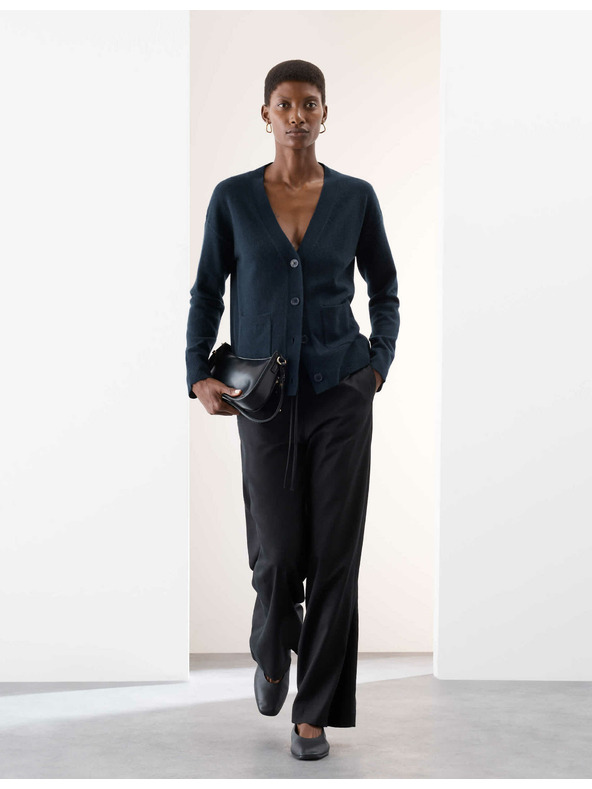 Marks & Spencer Kardigán tiszta kasmírból V nyakkal és elöl gombokkal, Marks & Spencer sötétkék