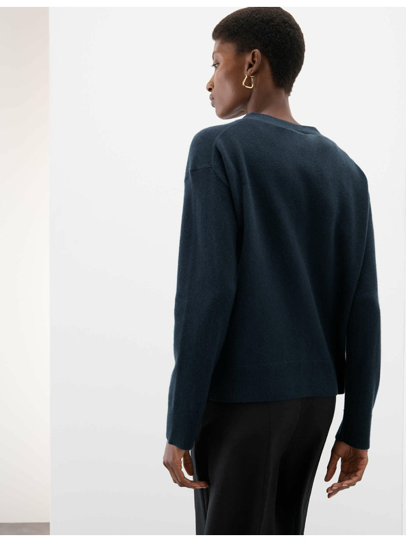 Marks & Spencer Kardigán tiszta kasmírból V nyakkal és elöl gombokkal, Marks & Spencer sötétkék